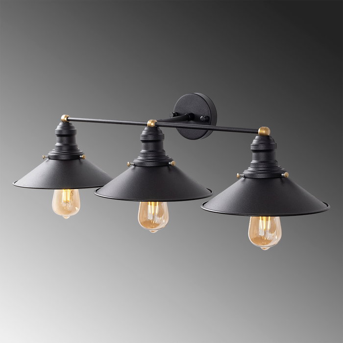 Opviq Conical - 12185 Lámpara de pared negra y antigua